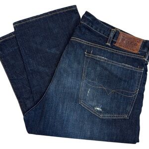 Polo Ralph Lauren Varick Slim 625 Selvedge Jean Redline Dark Blue Distress 40x31